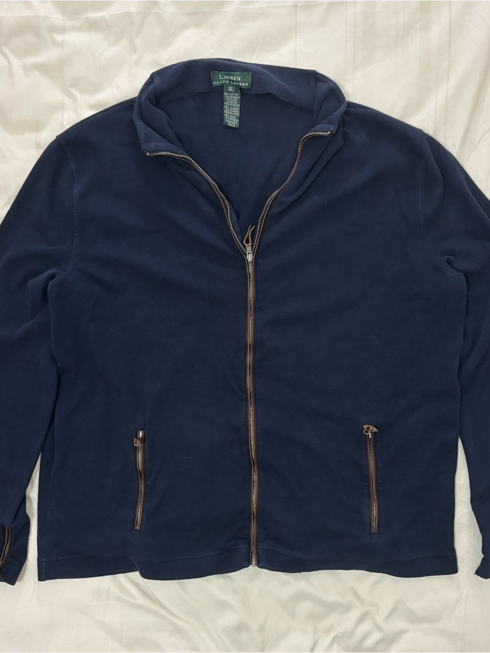 Lauren Ralph Lauren Full-Zip Jacket 
with Brown Trim
